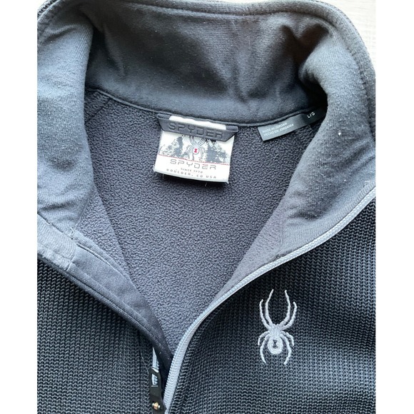 Spyder Mens Black 1/4 Zip Pullover Jacket Performance Fleece Size L - Picture 3 of 7